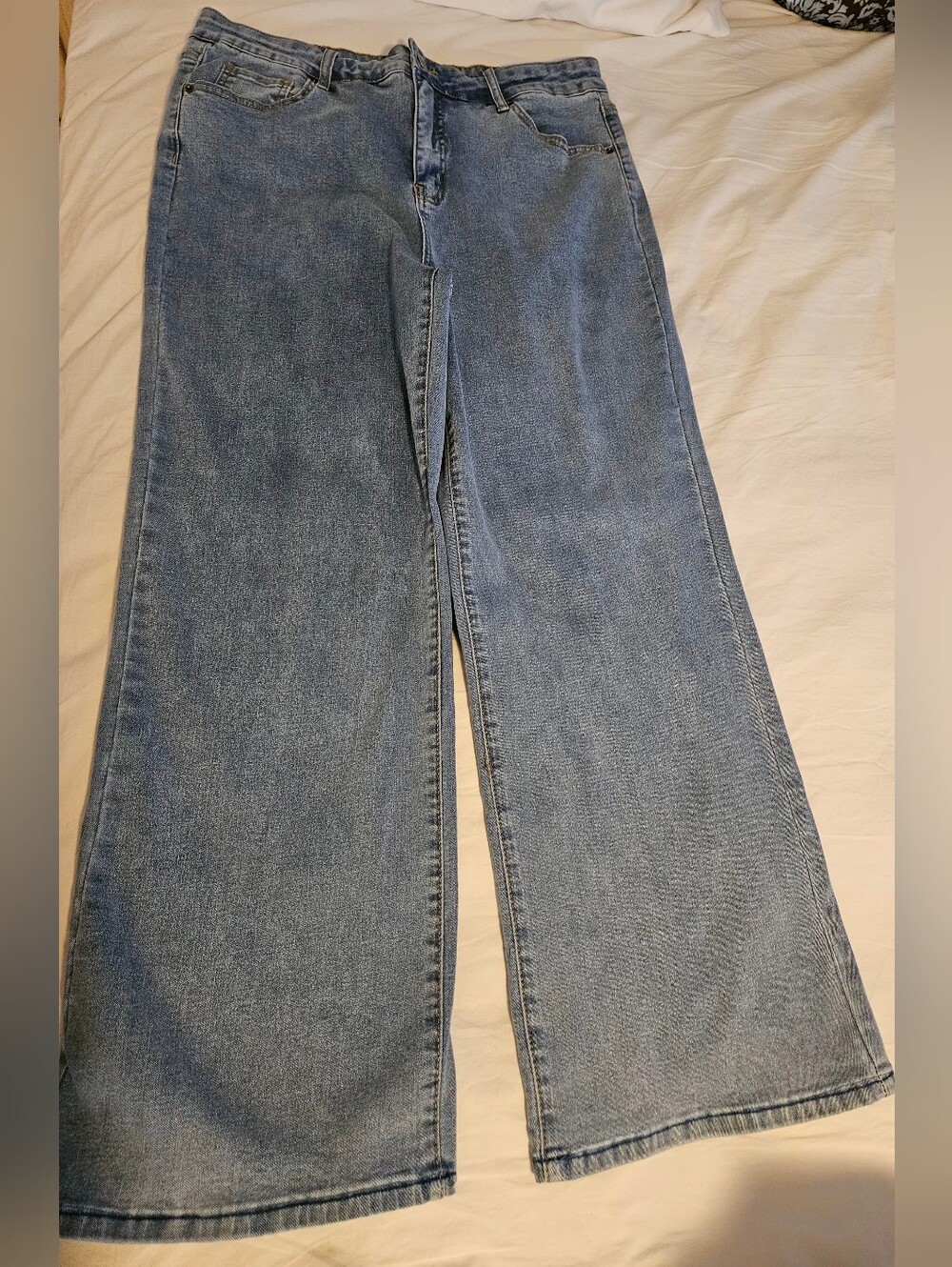 BLEU Denim Co. High-Rise Wide-Leg Stretch Jeans Blue Pants Size 16